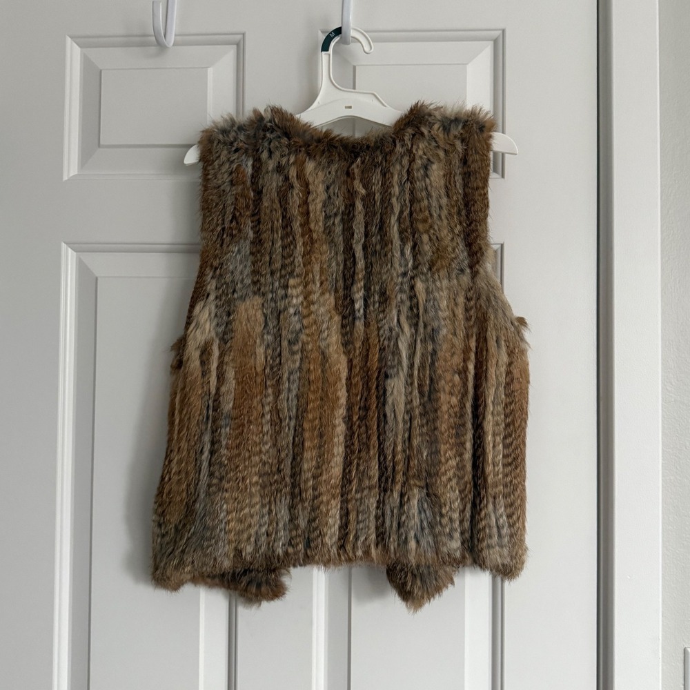 525 America Luxe Genuine Rabbit Fur Vest Brown Size Small – Excellent Condition - Picture 3 of 8
